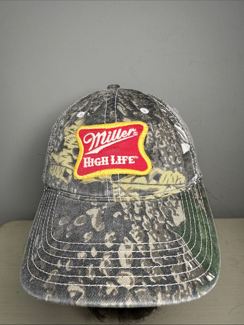 Miller High Life Camo 2008 y2k Baseball Cap Gray/Green